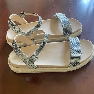 Abeo Black and Cream Snakeskin Sandals